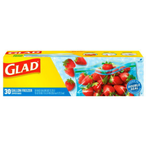 Glad Zipper Food Storage Freezer Bags - Quart - 56 Count - 4 Pack