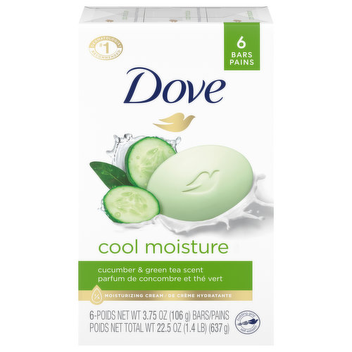 Dove Beauty Bar, Cool Moisture, Cucumber & Green Tea Scent