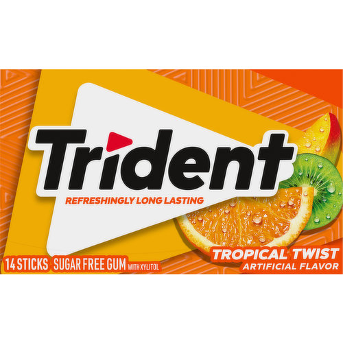 Trident Gum, Sugar Free, Tropical Twist