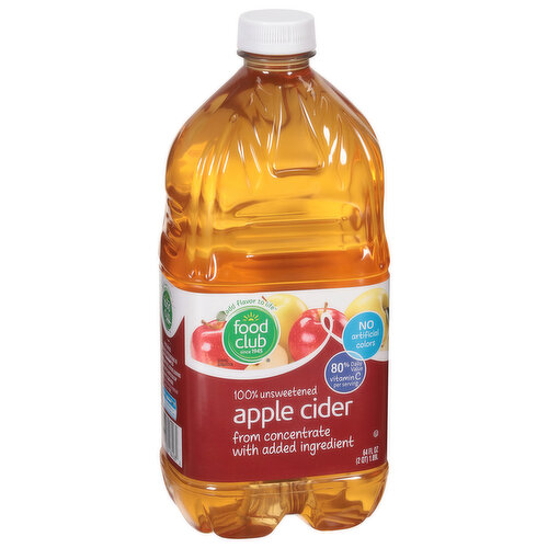 Food Club Apple Cider, 100% Unsweetened - King Kullen Food Club Apple Cider, 100% Unsweetened - King Kullen