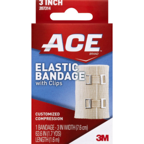 ACE Bandage, Elastic, with Clips, 3 Inch