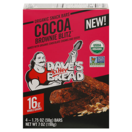 Dave's Killer Bread Snack Bars, Organic, Cocoa Brownie Blitz