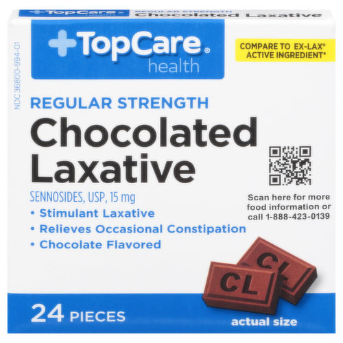 TopCare Chocolated Laxative, Regular Strength, 15 mg