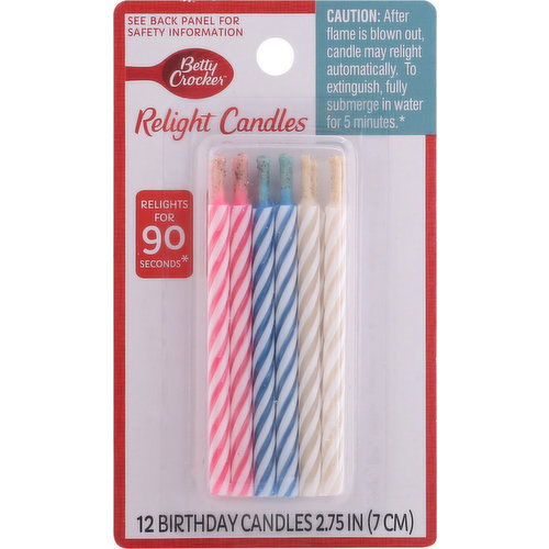 Betty Crocker Birthday Candles, Relight, 2.75 Inch