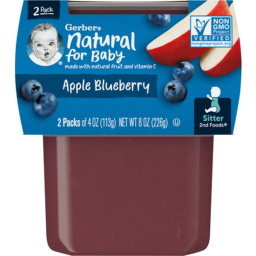Gerber Apple Blueberry, Sitter, 2 Pack