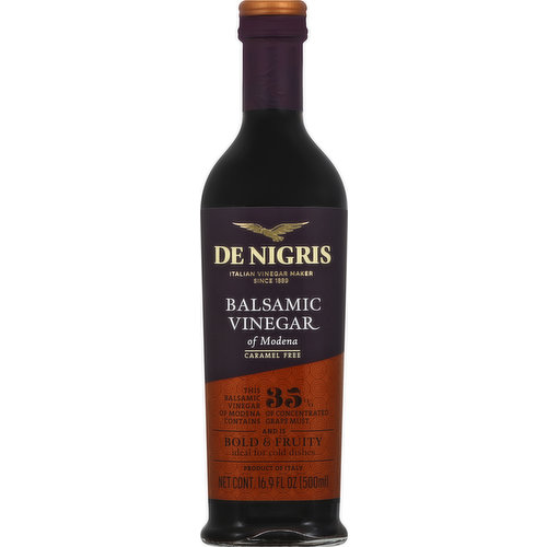 De Nigris Balsamic Vinegar, of Modena, Caramel Free