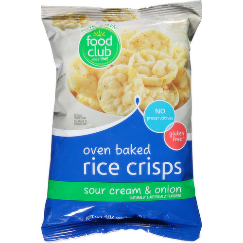 Food Club Rice Crisps, Sour Cream & Onion, Oven Baked