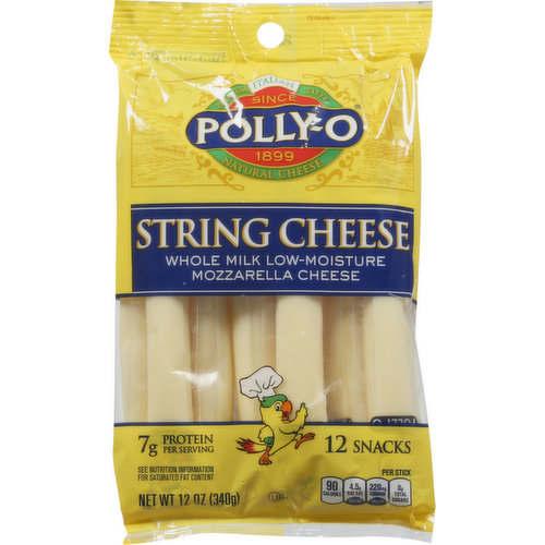 Polly-O String Cheese, Whole Milk, Mozzarella, Low-Moisture