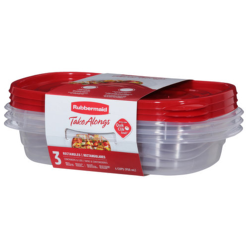 Rubbermaid Take Alongs Containers & Lids, Rectangles, Food Storage  Containers