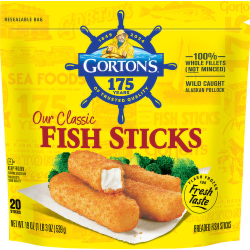 Gorton's Fish Sticks, Alaskan Pollock, Wild Caught, Our Classic