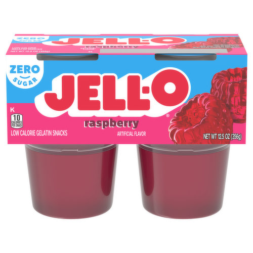 Jell-O Gelatin Snacks, Low Calorie, Zero Sugar, Raspberry