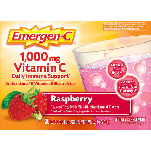 Emergen-C Vitamin C Fizzy Drink Mix Raspberry