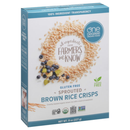 One Degree Organic Foods Cereal, Gluten Free, Brown Rice Crisps, Sprouted