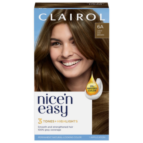 Nice’n Easy Hair Color, Permanent, Light Ash Blonde 6A