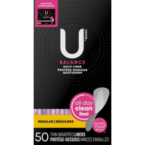 U by Kotex Liners, Thin, Regular, Wrapped