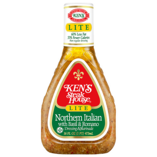 Ken's Steak House Dressing & Marinade, Lite. Northern Italian with Basil & Romano