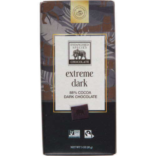 Endangered Species Extreme Dark Chocolate, 88% Cocoa