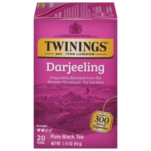 Twinings Black Tea, Pure, Darjeeling, Tea Bags