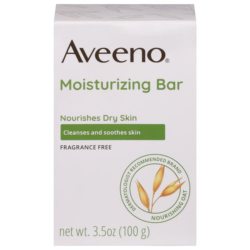 Aveeno Moisturizing Bar, Fragrance Free, Nourishes Dry Skin