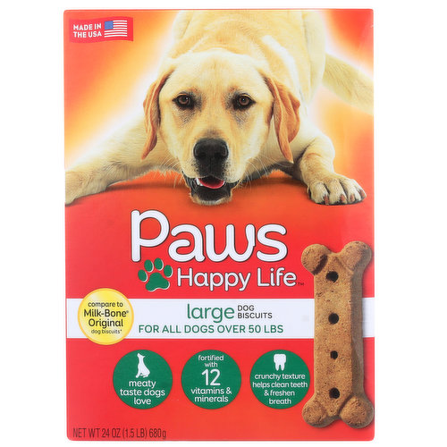 Paws Happy Life Meaty Taste Large Dog Biscuits For All Dogs Over 50 Lbs