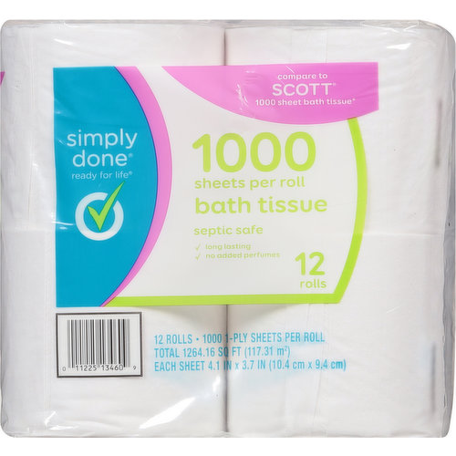 Simply Done Bath Tissue, 1-Ply