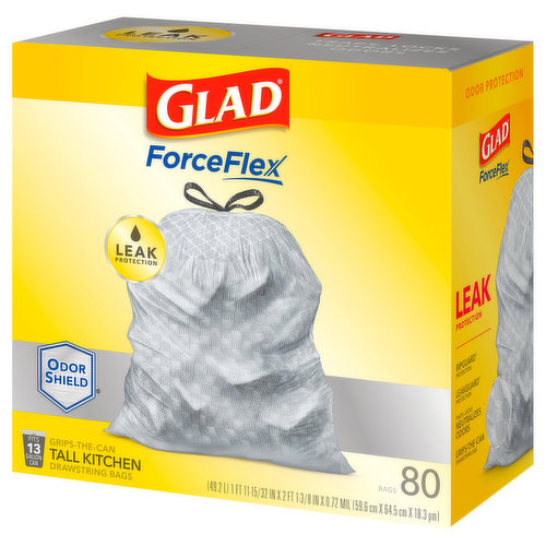 Glad ForceFlex OdorShield Tall Kitchen Drawstring Trash Bags