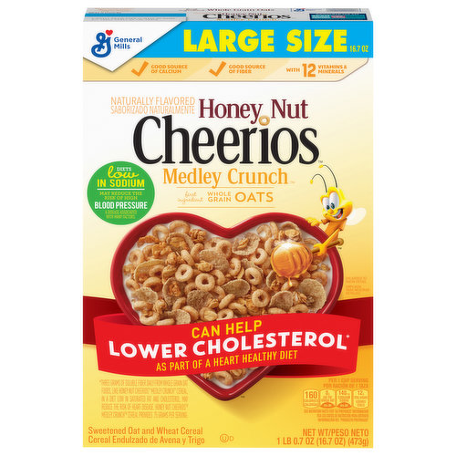 Cheerios Cereal, Medley Crunch, Honey Nut, Large Size
