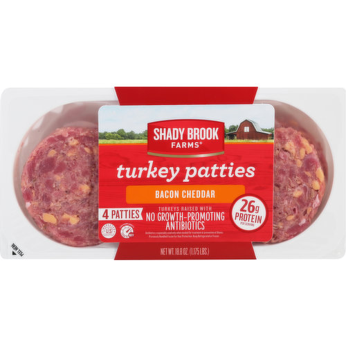 Shady Brook Farms Turkey Patties, Bacon Cheddar