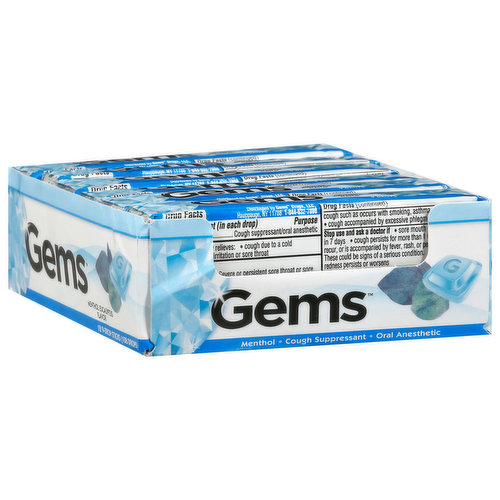 Gems Drops, Menthol Eucalyptus Flavor, Sticks