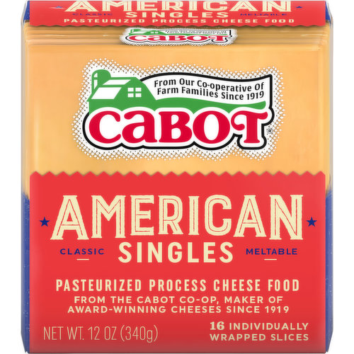 Cabot Cheese Slices, Meltable, Classic