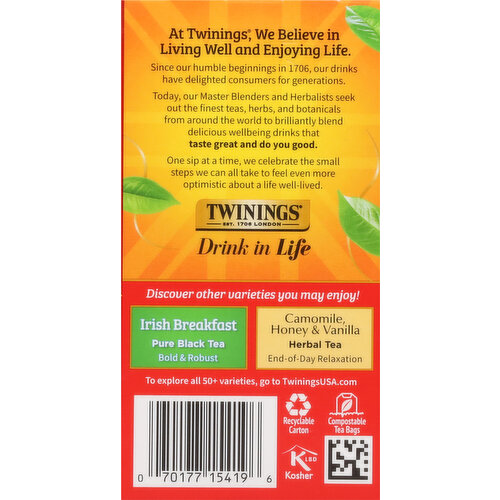 Twinings of London English Breakfast 100% Pure Black Tea Bags, 20 count, 1.41 oz