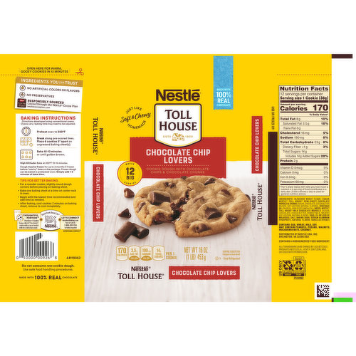 Nestle Toll House Chocolate Chip Cookie Dough, Cookies