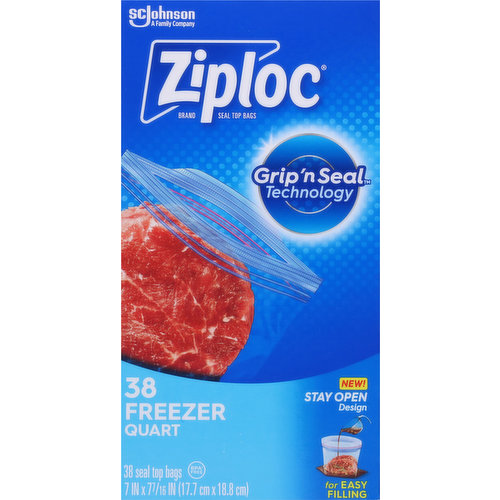 Ziploc Seal Top Bags, Freezer, Quart