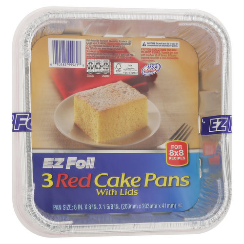 EZ Foil 8x8 Holiday Cake Pan with Lids - Red