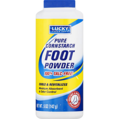 Lucky Super Soft Foot Powder, Pure Cornstarch