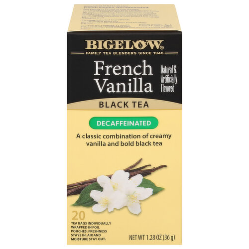Bigelow Black Tea, Decaffeinated, French Vanilla, Tea Bags