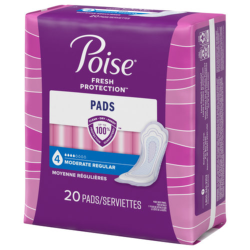 Poise Pads, Moderate, Regular Length - King Kullen