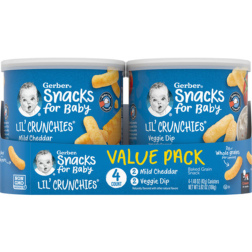 Gerber Baked Grain Snack, Mild Cheddar/Veggie Dip, Value Pack