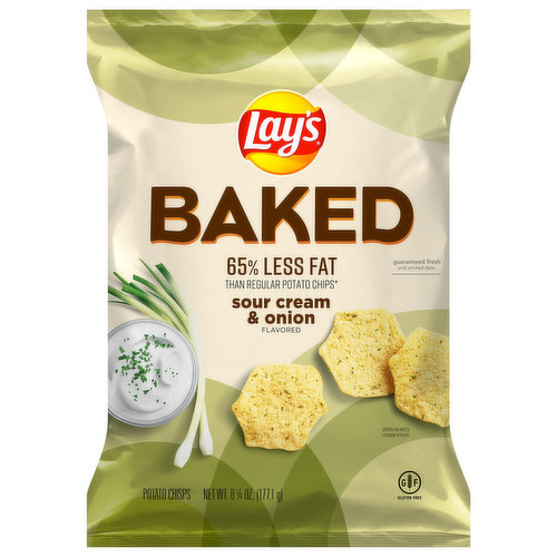 Lay's Potato Chips, Sour Cream & Onion Flavored, Baked