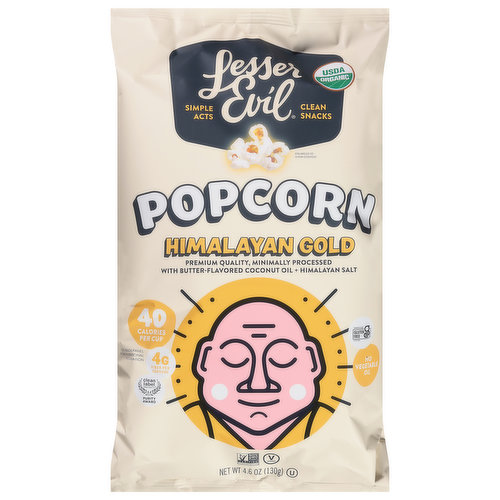 LesserEvil Popcorn, Organic, Himalayan Gold
