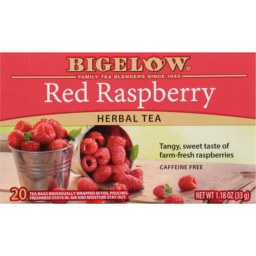 Bigelow Herbal Tea, Red Raspberry, Caffeine Free, Tea Bags