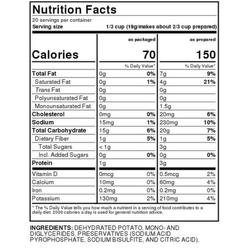 User added: USDA U.S. Department of Agriculture, Instant Mashed Potatoes  Flakes: Calories, Nutrition Analysis & More