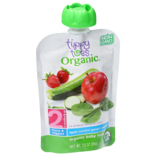 Tippy Toes Baby Food, Apple Zucchini Spinach Strawberry, 2 (6 Months & Up)