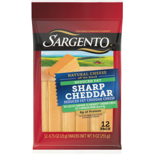Sargento Cheese, Reduced Fat, Natural, Sharp Cheddar