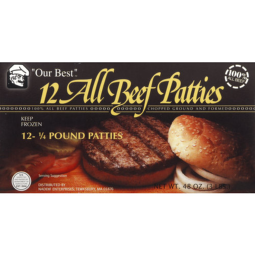 Our Best All Beef Patties, 1/4 Pound