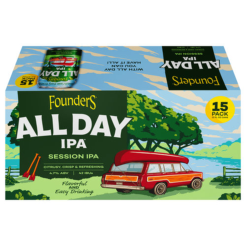 Founders Beer, Session IPA, All Day IPA, 15 Pack