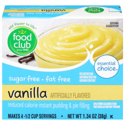 Food Club Pudding & Pie Filling, Reduced Calorie, Instant, Vanilla