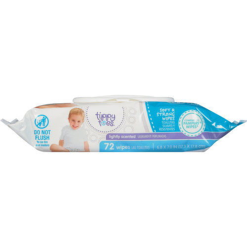 Tippy Toes Wipes, Soft & Strong, Lightly Scented