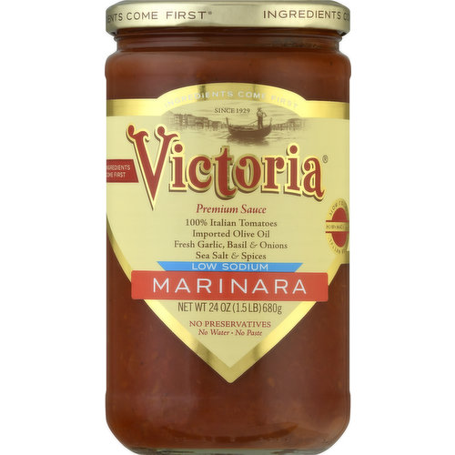 Victoria Marinara Sauce, Low Sodium, Premium