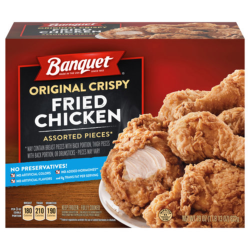 Banquet Chicken, Fried, Assorted Pieces, Original Crispy